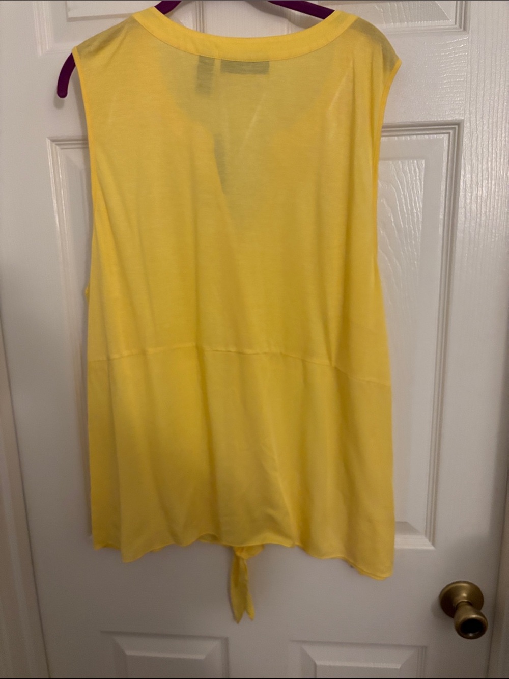 INC International Concepts Bright Yellow Sleeveless V-Neck Tunic with Hem Tie - Picture 6 of 7